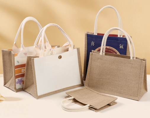 Bon prix Sacs de jute personnalisés en tissu en tissu de tissu en tissu de jute en ligne