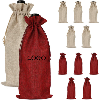 Bon prix Sacs à jute imprimés à corde à dessin réutilisables Sacs cadeaux pour vin en ligne