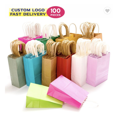 Bon prix Sacs en papier recyclables Emballage Noir brun Sacs en papier Kraft personnalisés avec poignée en ligne