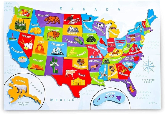 Bon prix États-Unis Amérique Carte de puzzle avec 44 pièces magnétiques 19 x 13 pouces en ligne